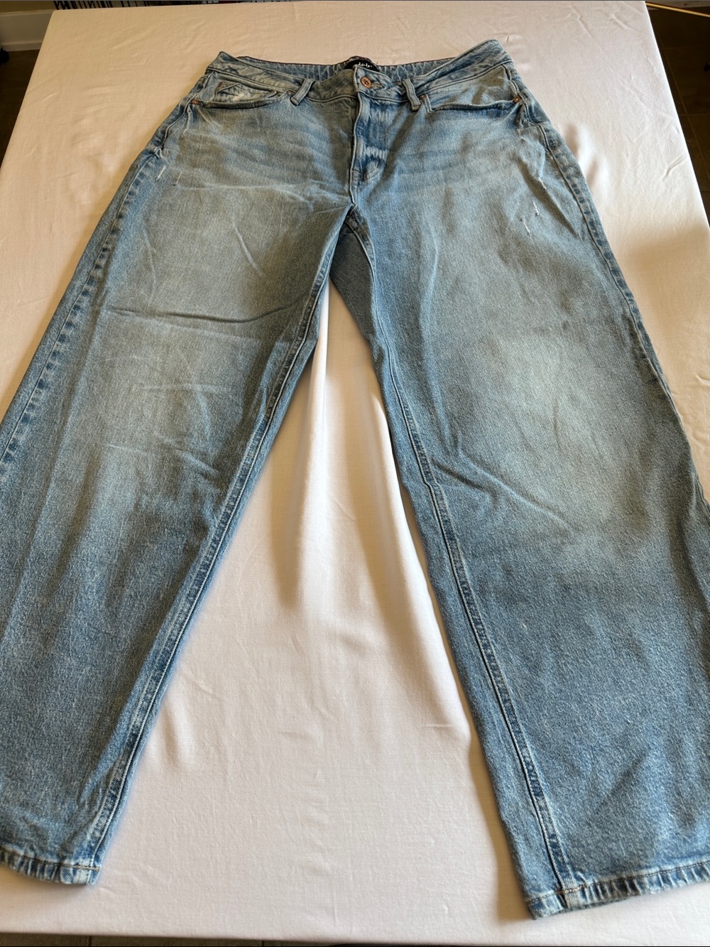 Edgely Wide Leg Curvy High Rise Relaxed Boyfriend Wide Leg Jeans 14S